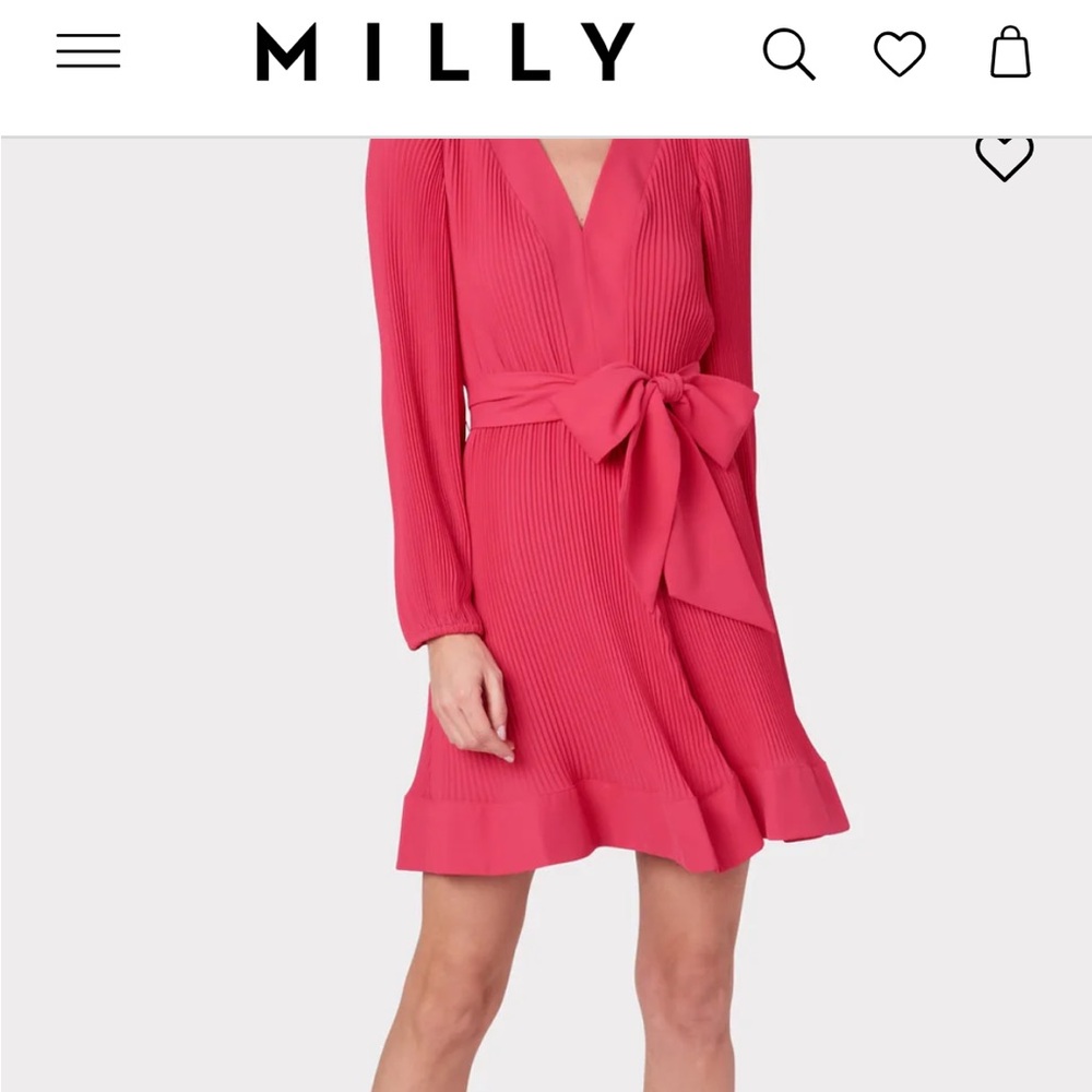 Milly Pink Ruffled Tie Front A-Line Dress- Like New